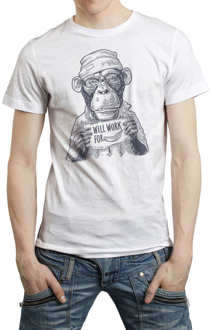 Will Work For Banana - Roundneck Graphic Tee