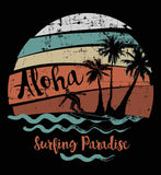 Aloha Surfing Paradise - Roundneck Graphic Tee